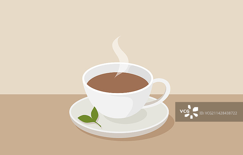 桌子上一杯咖啡简约风矢量插画图片素材