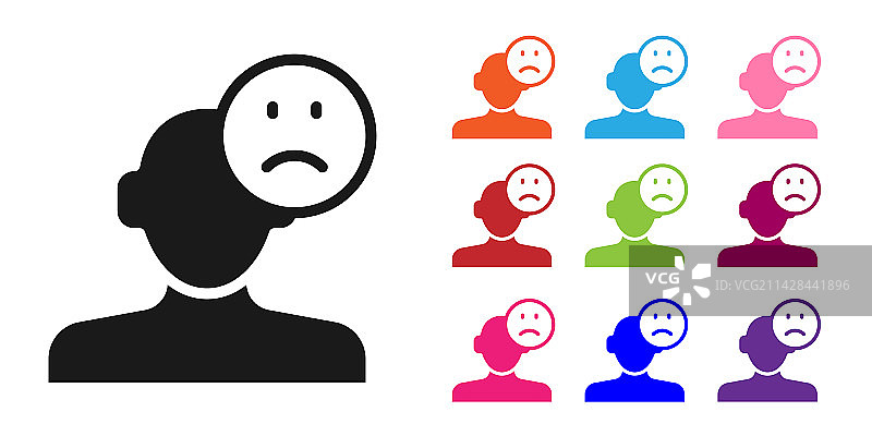 黑色悲伤沮丧的男人心情不好图标图片素材