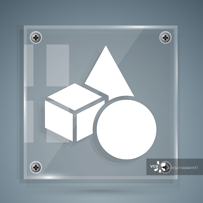 灰色背景上隔离的白色基本几何形状图标图片素材