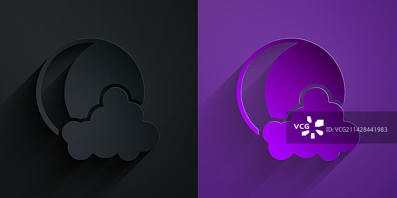 黑色背景上的月亮和星星剪纸风图标图片素材