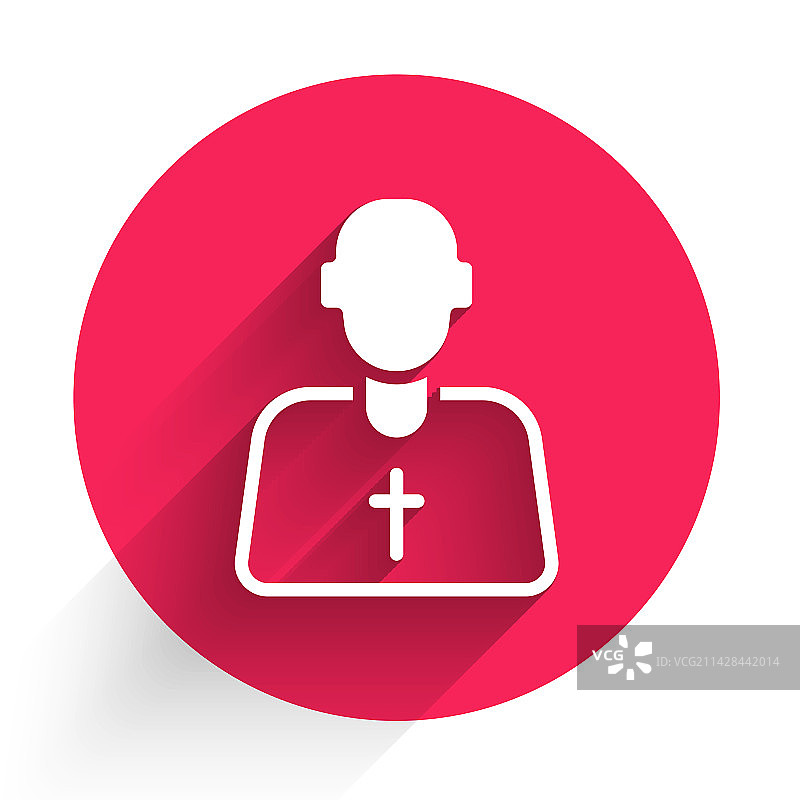 带有红色长阴影的白色牧师图标图片素材