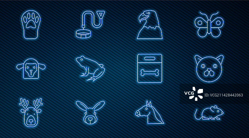 老鼠猫头鹰青蛙绵羊爪子线条icon图片素材
