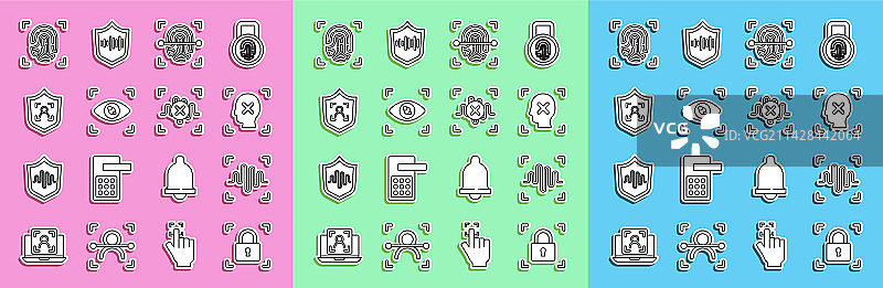 带语音识别功能的指纹锁线条设计图片素材