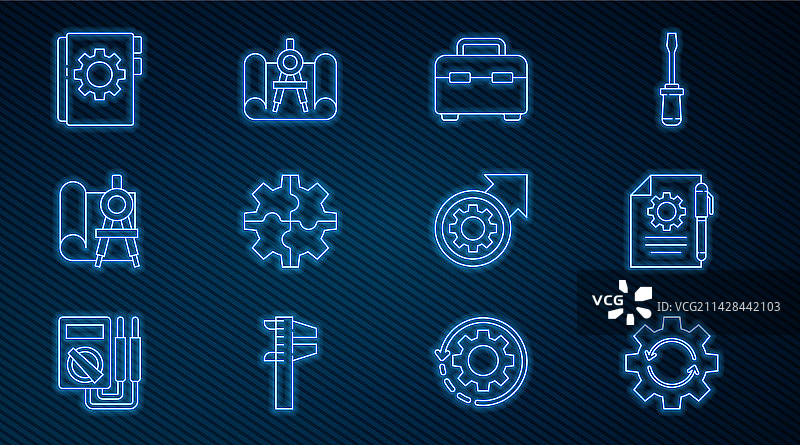 工作流程文档齿轮与箭头线稿图片素材