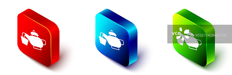 2.5D等轴测中国传统茶道图标图片素材