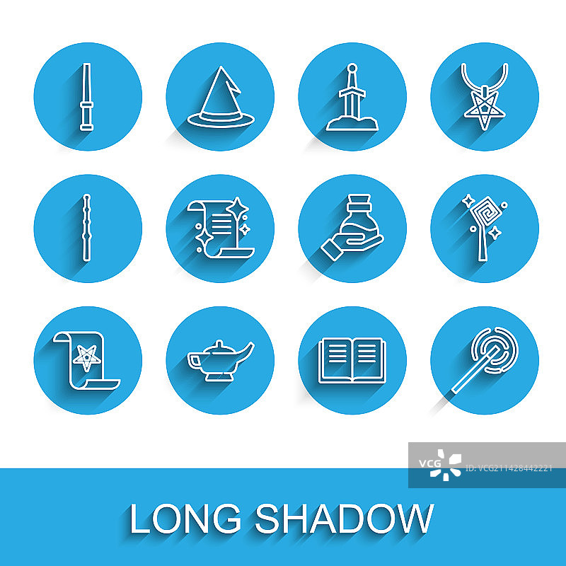 古代魔法书、阿拉丁神灯线条图片素材