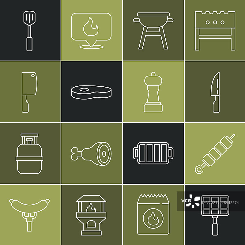 烧烤用具套装：钢格栅烤肉串图片素材