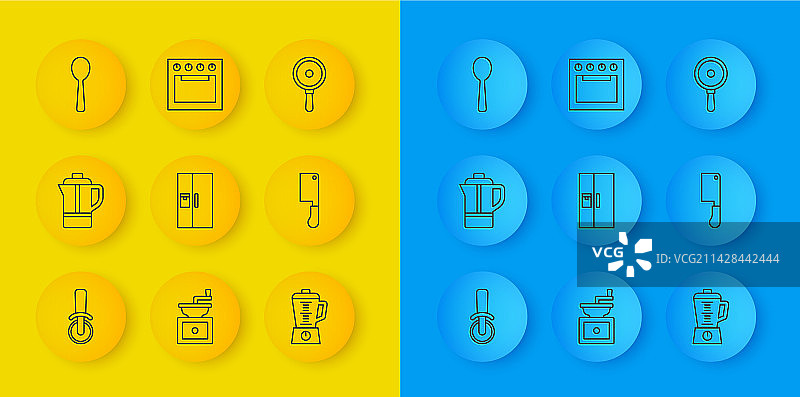 披萨刀、茶壶和冰箱图片素材