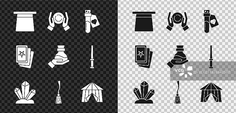 魔法帽子、手持球与爱心瓶素材图片素材