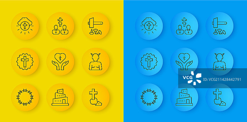 荆棘王冠基督教十字架线条icon图片素材