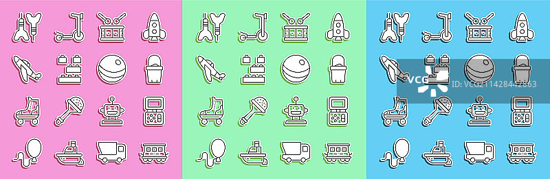 线条客运列车车厢玩具俄罗斯方块图片素材