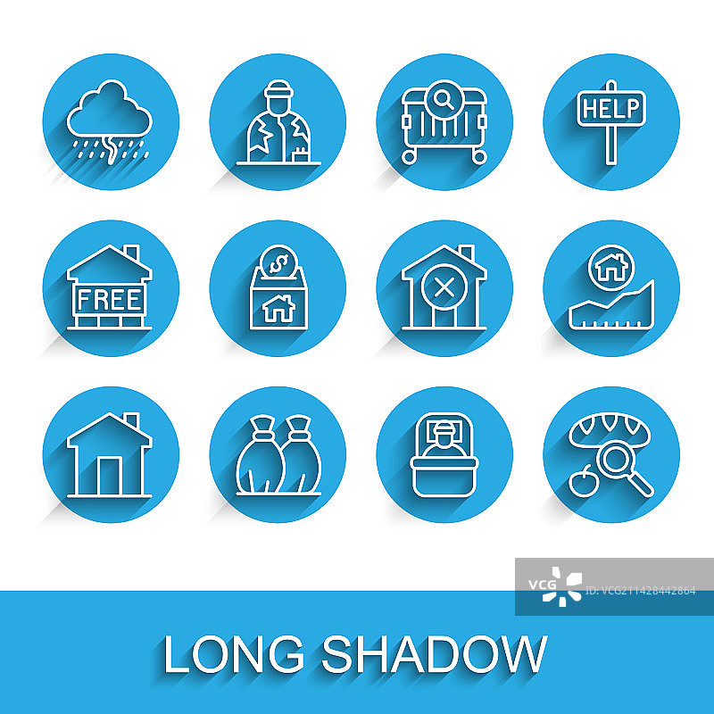 线条房地产、垃圾袋和多雨云朵图片素材