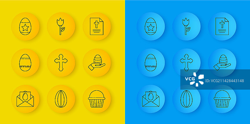 复活节彩蛋贺卡线条组合图片素材