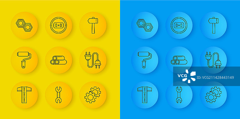 丁字尺、油漆滚筒刷组合图片素材