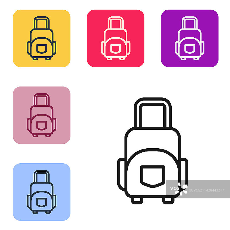 黑色线条旅行箱图标图片素材