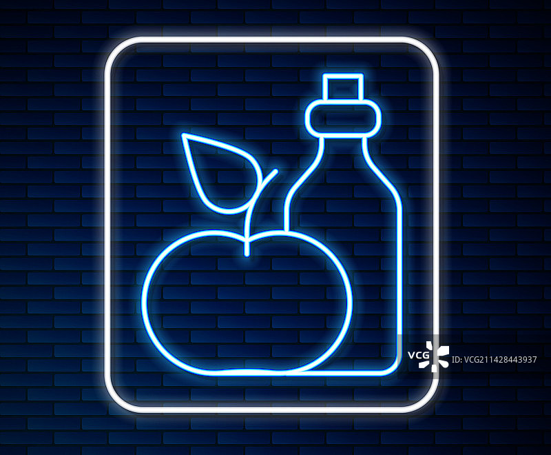 瓶装发光霓虹灯苹果醋图片素材
