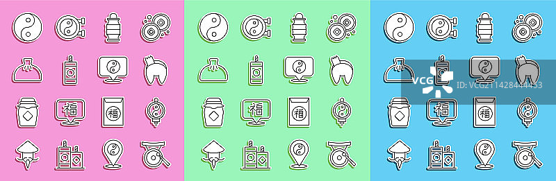 锣乐器中国风剪纸艺术线条组合图片素材