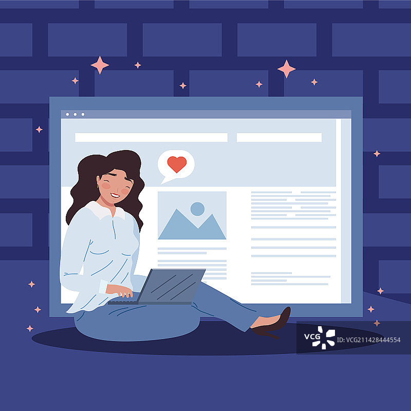 带有网页的博主女性图片素材