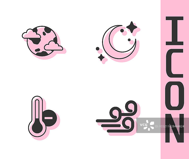 多云地球行星套装图片素材