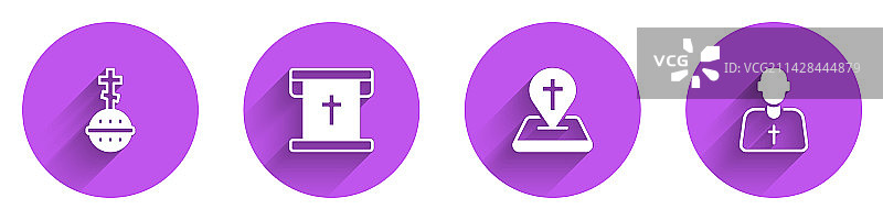 基督教十字旗帜与基督教地点套装图片素材