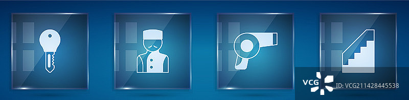 酒店门锁钥匙、礼宾服务、吹风机等图片素材