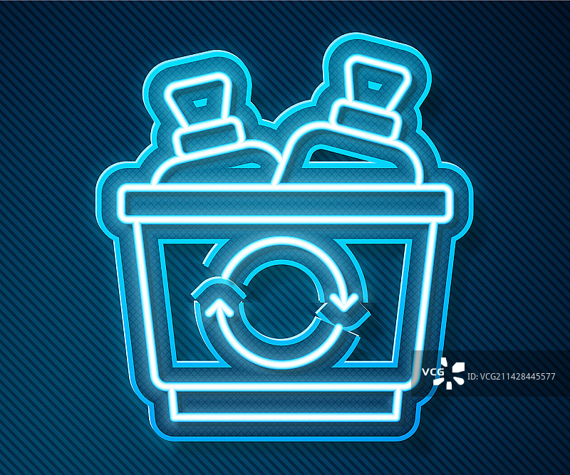 发光霓虹线条回收箱与回收标志图片素材