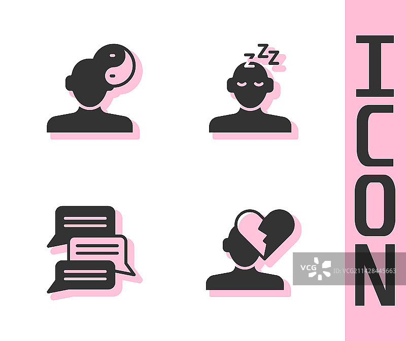 破碎的心、离婚与阴阳符号图片素材