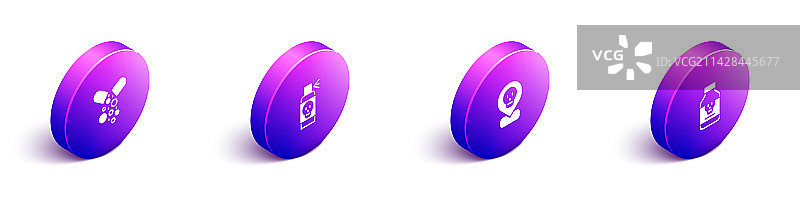 2.5D等距风格毒药丸喷雾杀虫剂图片素材