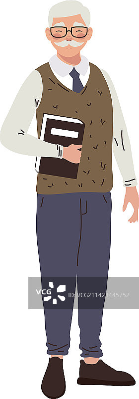 拿着书的老年男教师图片素材