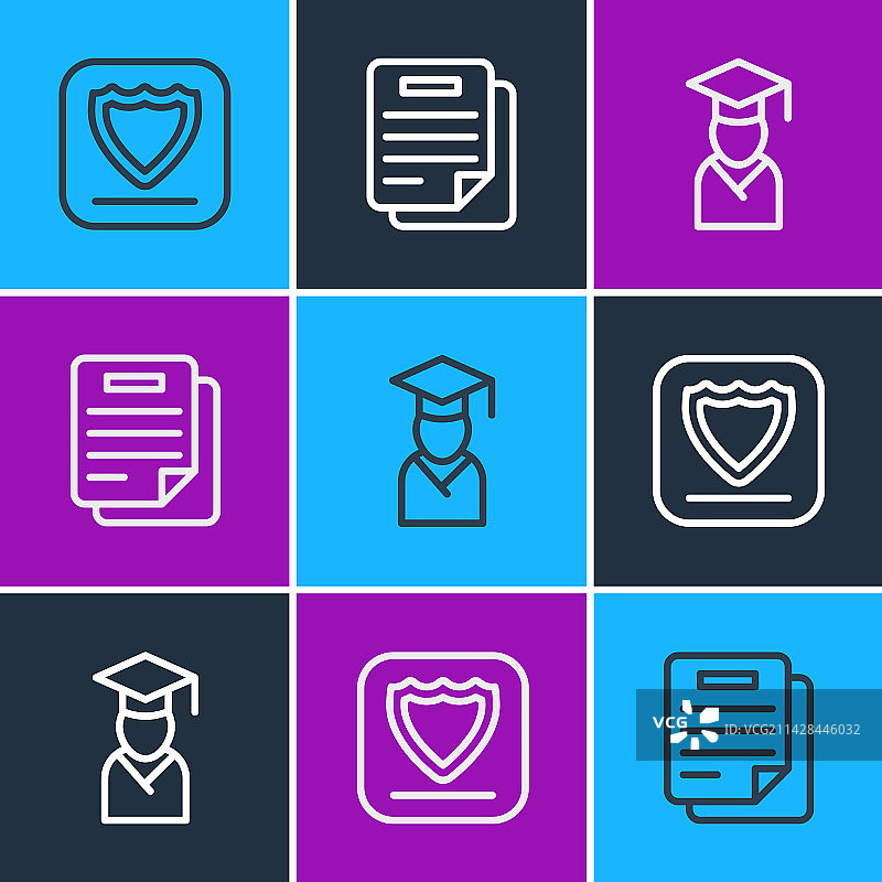 盾牌、毕业生和毕业帽图片素材