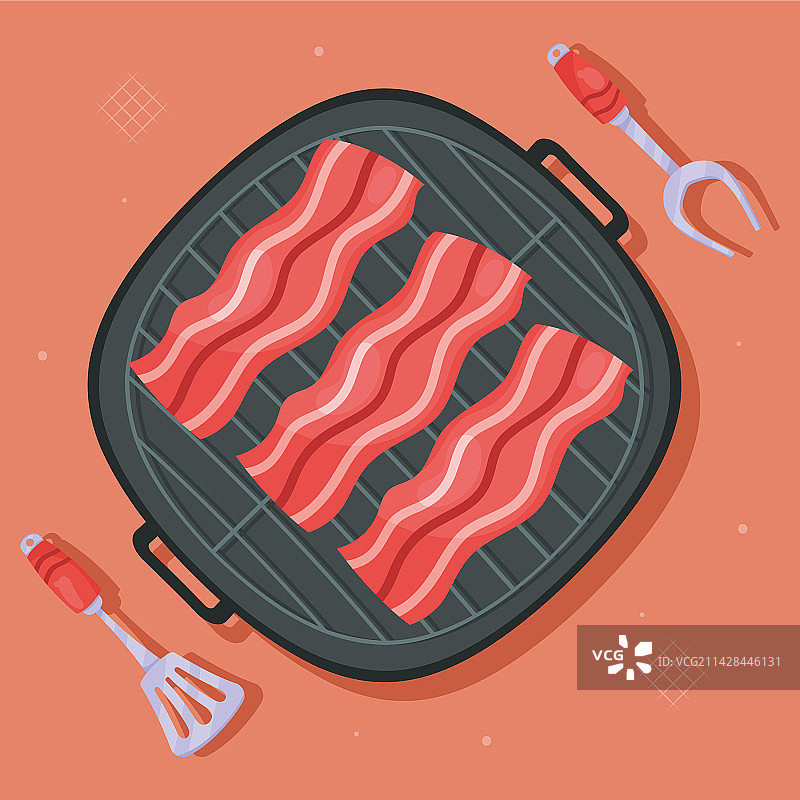 培根与烧烤餐具图片素材