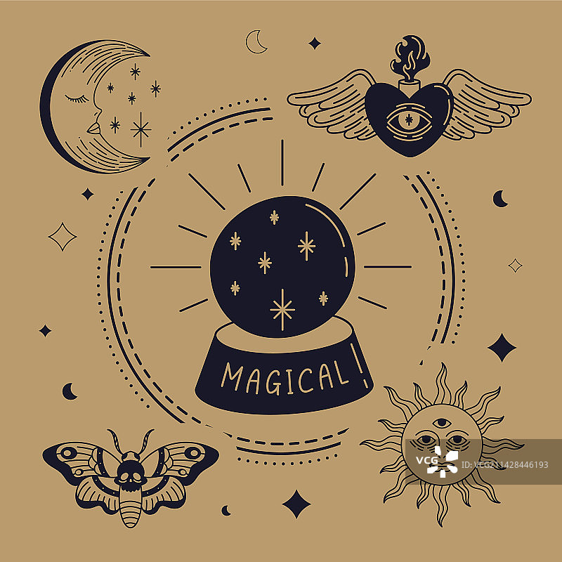 五个炼金术素描图标图片素材