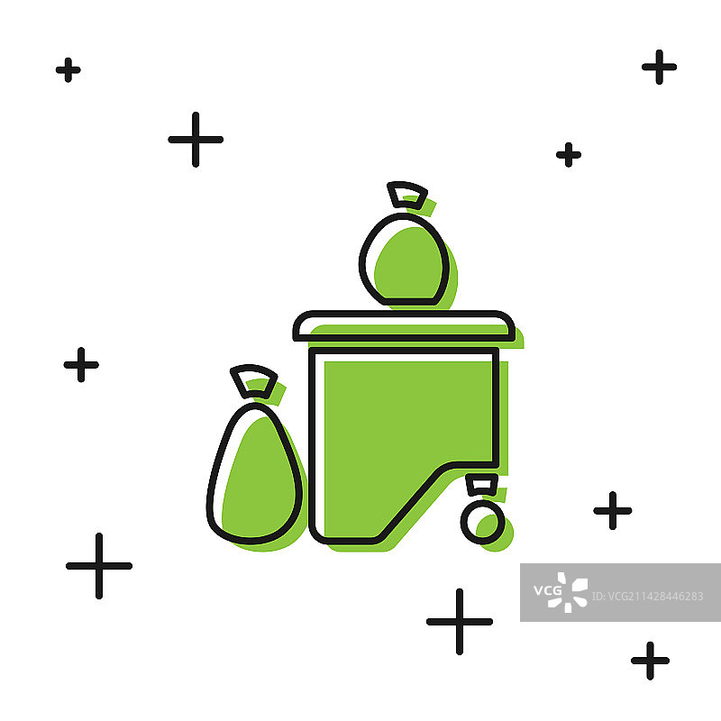 装满垃圾的黑色垃圾箱图标图片素材