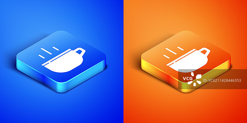 2.5D咖啡杯图标，蓝色背景图片素材