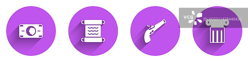 纸币现金纸莎草卷轴组合图片素材