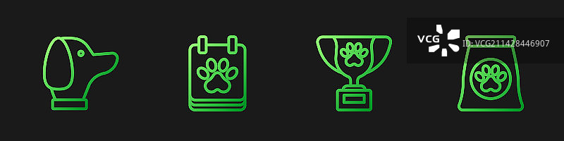 宠物奖励标志、狗狗日历和美容套装图片素材