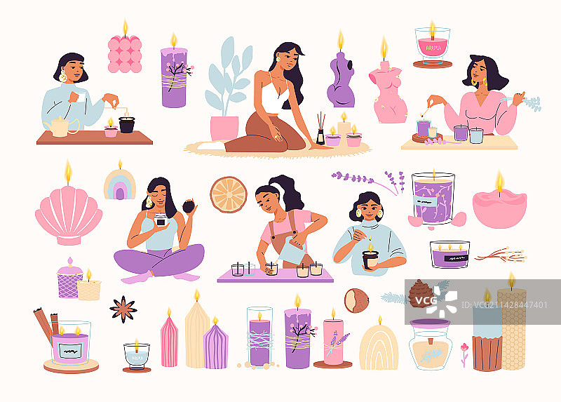 潮流蜡烛颜色套装图片素材