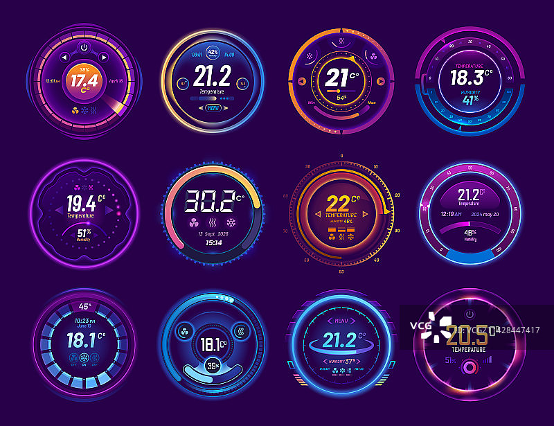智能温度计控制拨盘恒温器图标图片素材