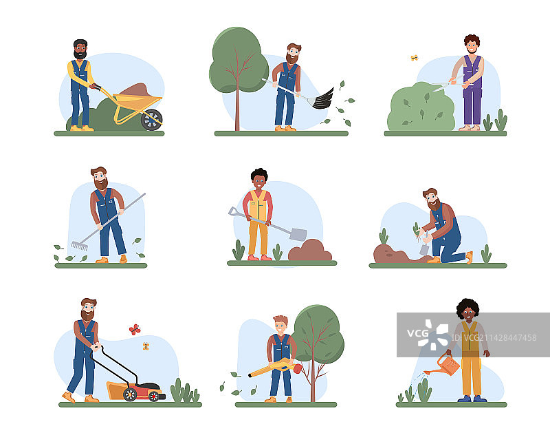 专业园丁扁平化设计合集图片素材