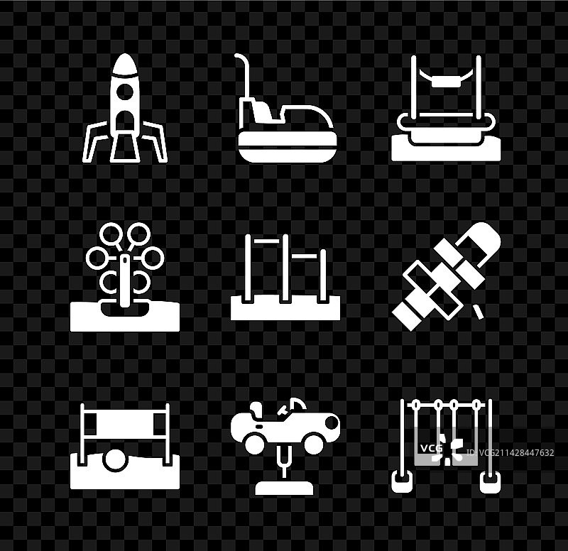 火箭飞船碰碰车蹦极排球设置图片素材