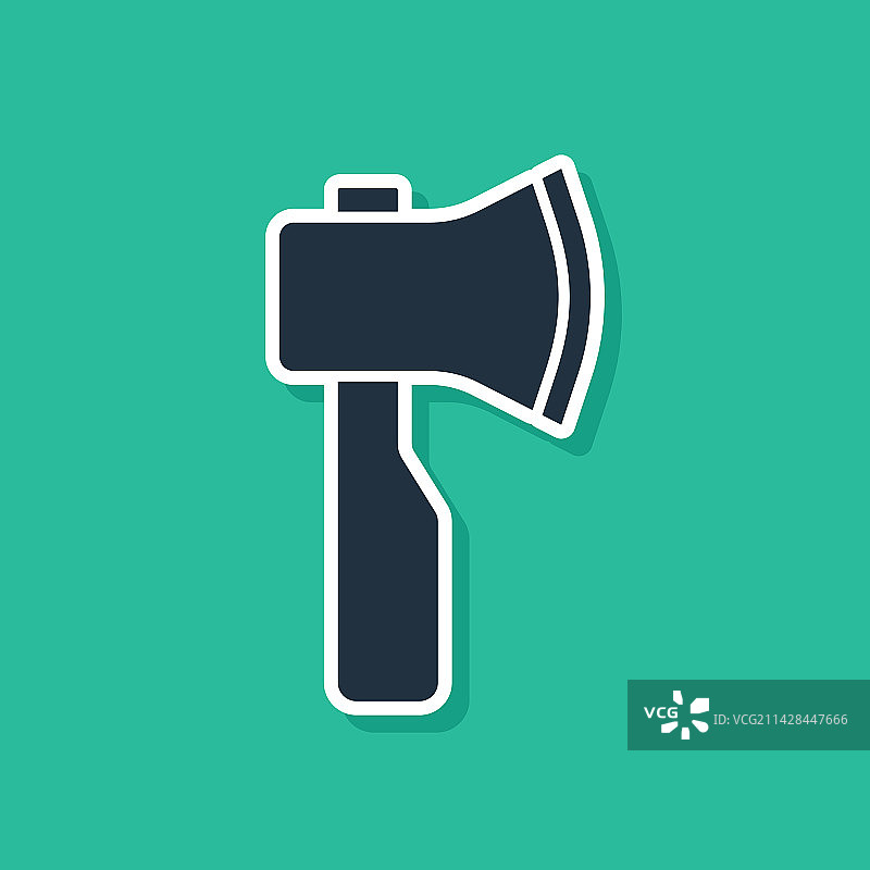 蓝色木制斧头绿色背景图片素材