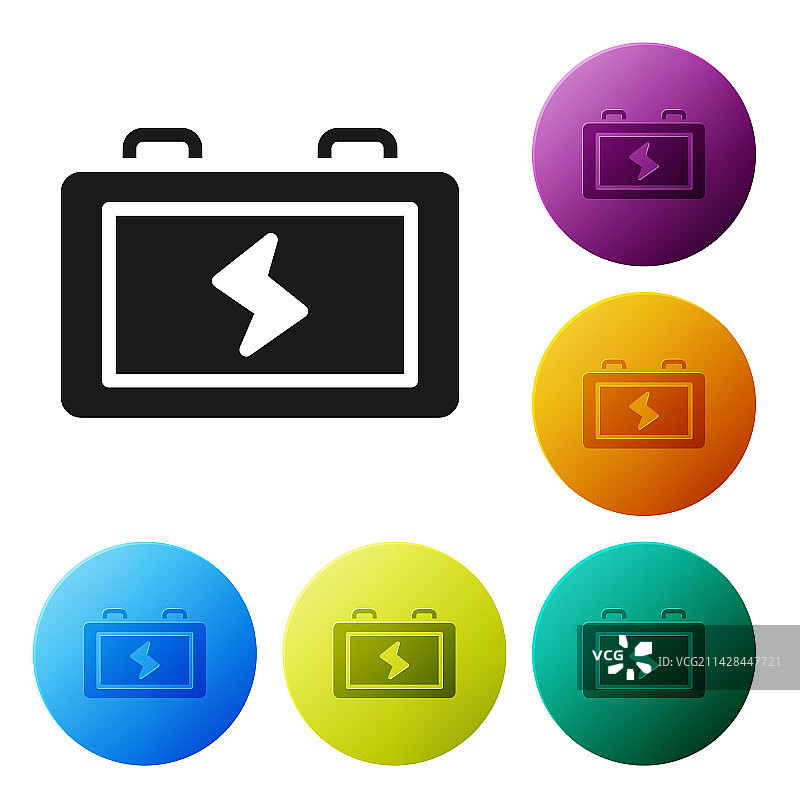 白色背景上的黑色电池图标图片素材