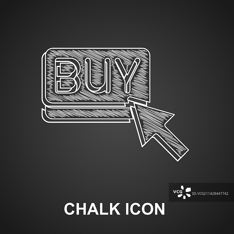 黑色背景上的粉笔购买按钮图标图片素材