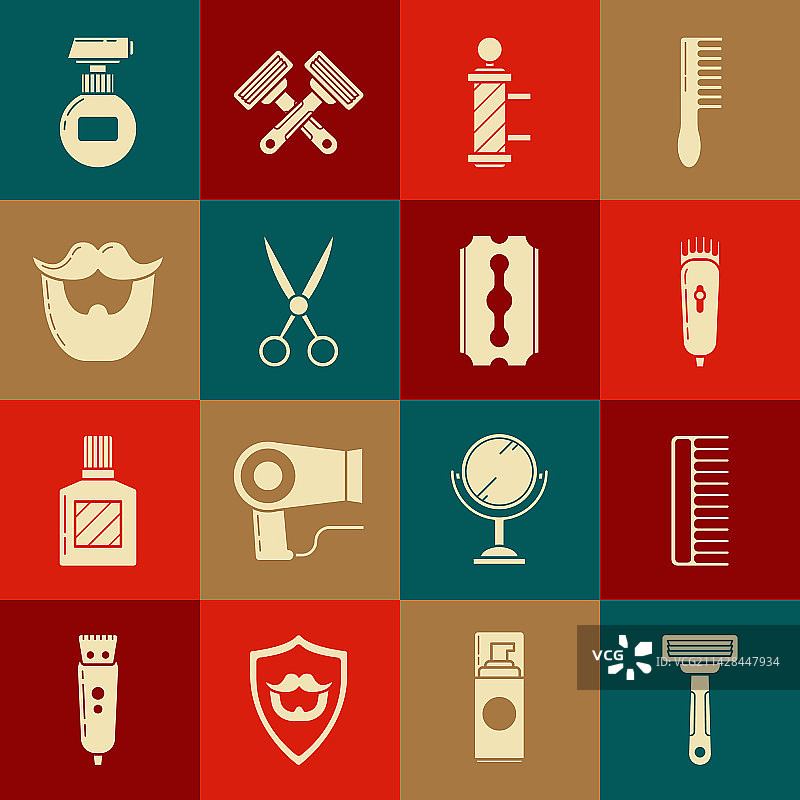 剃须刀套装：剃须刀、发刷和电吹风图片素材