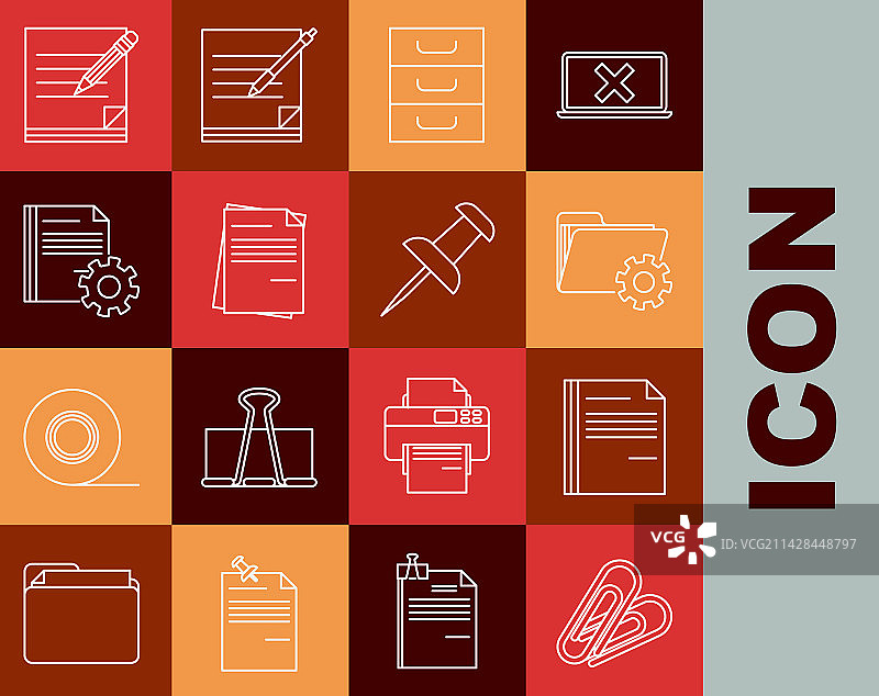 回形针文件档案袋套装图片素材