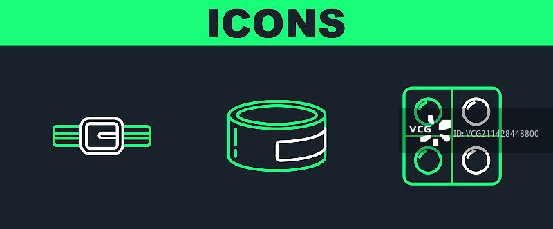 带有铭牌的项圈和药丸线条图图片素材