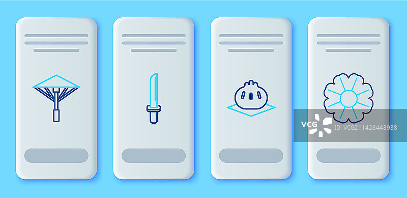 日式武士刀和格鲁吉亚饺子线条素材图片素材