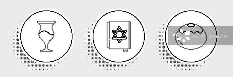 犹太甜点圣杯与犹太律法线条组合图片素材