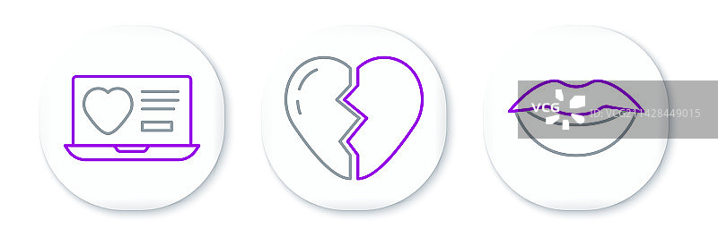 微笑嘴唇约会App在线线性图标图片素材