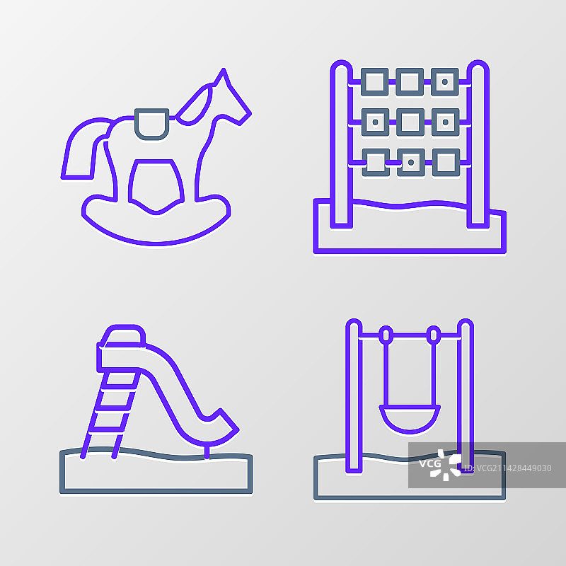 秋千、儿童滑梯和井字游戏图片素材